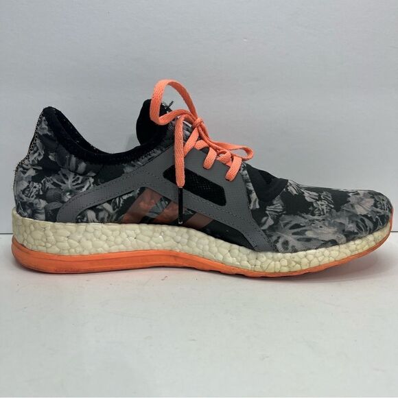 Adidas Pure Boost X Running Shoes Gray Low Top Floral - Picture 4 of 10